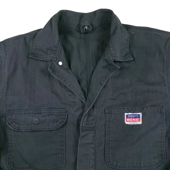 Vintage Penneys Big Mac Sanforized Herringbone Coveralls Mens Size 38 38R Gray